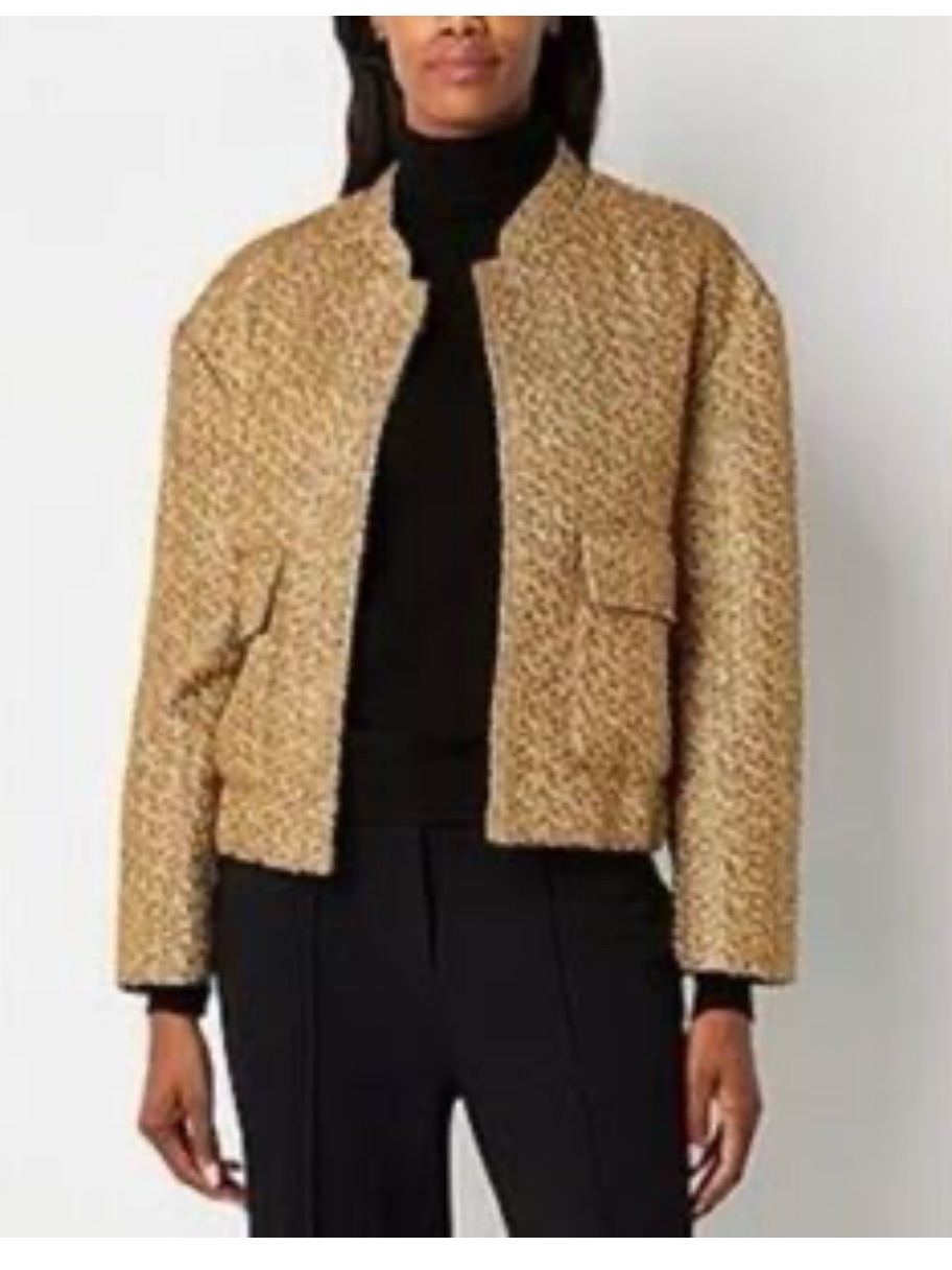 Nwt Glittering Liz Claiborne Gold Metallic Tweed Jacket